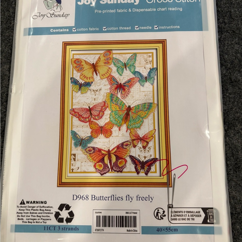 Joy Sunday Cross Stitch Kit  #D968 Butterflies fly freely New